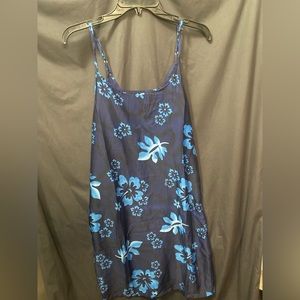 NWT Navy Blue Adjustable Spaghetti Strap Dress w/ Hawaiian Flowers